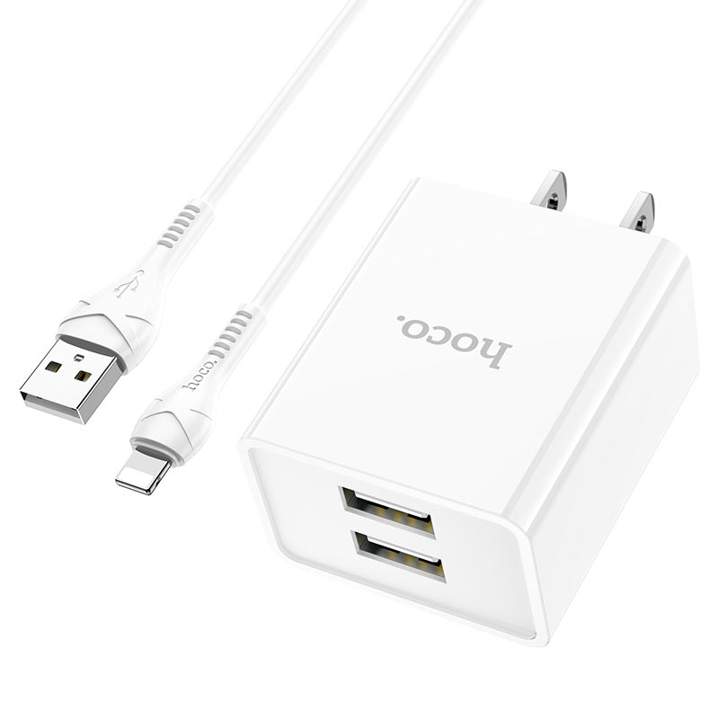 Adaptateur de voyage pour chargeur de prise murale d'alimentation à deux ports USB-A Adaptateur de voyage pour chargeur de prise murale d'alimentation à deux ports USB-A